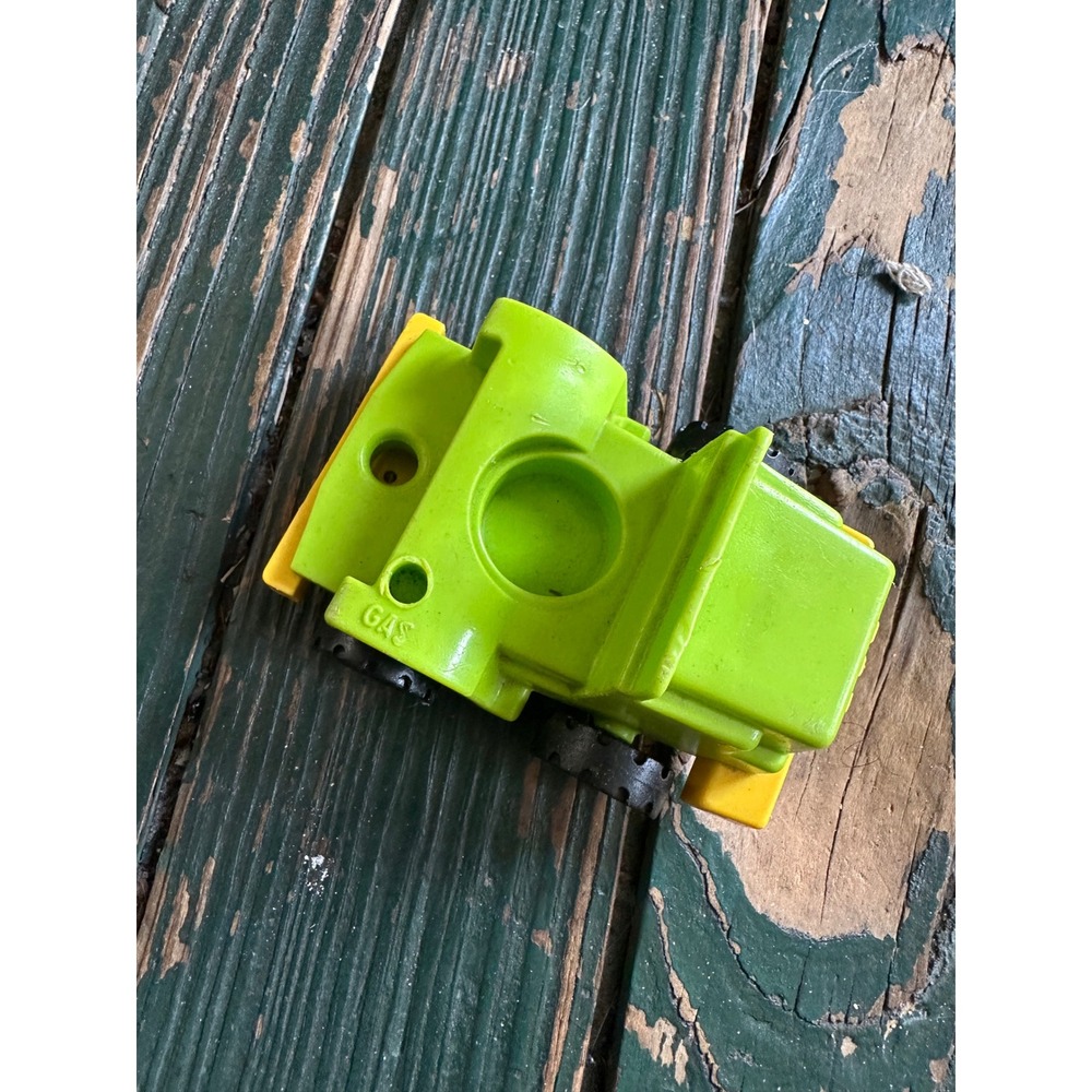 Vintage Fisher Price Little People Green Yellow Dump Truck Plastic Toy Vehicle